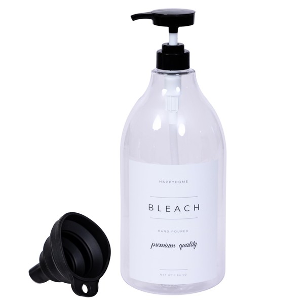 Liquid Bleach Dispenser for Laundry Room - Decorative 64-Oz PET