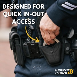 Hero's Pride AirTek Single Closed Coated ASP Chain Handcuff Case, Law Enforcement On-Duty Belt Carry, Plain Finish, Black Snap