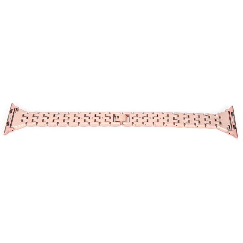Watch Band Double Rows RhinestonesStudded Replacement Metal Strap for IOS