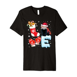 Santa Hat Christmas Stocking Holiday Red Panda Lovers Premium T-Shirt