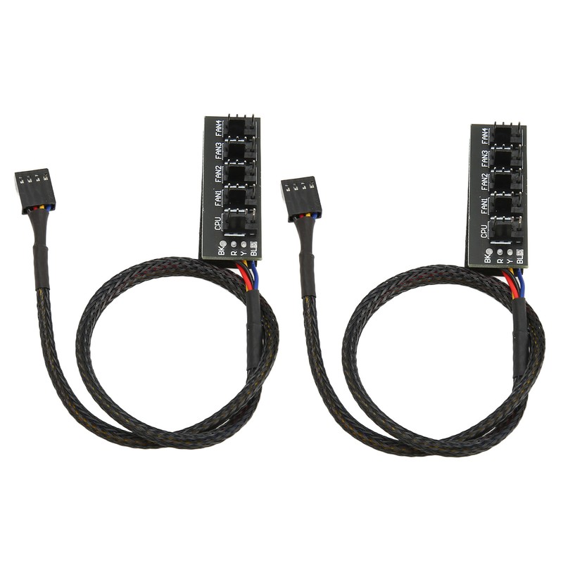 2Pcs PWM Fan Hub 5 Way 4Pin 13.8in Cable Length