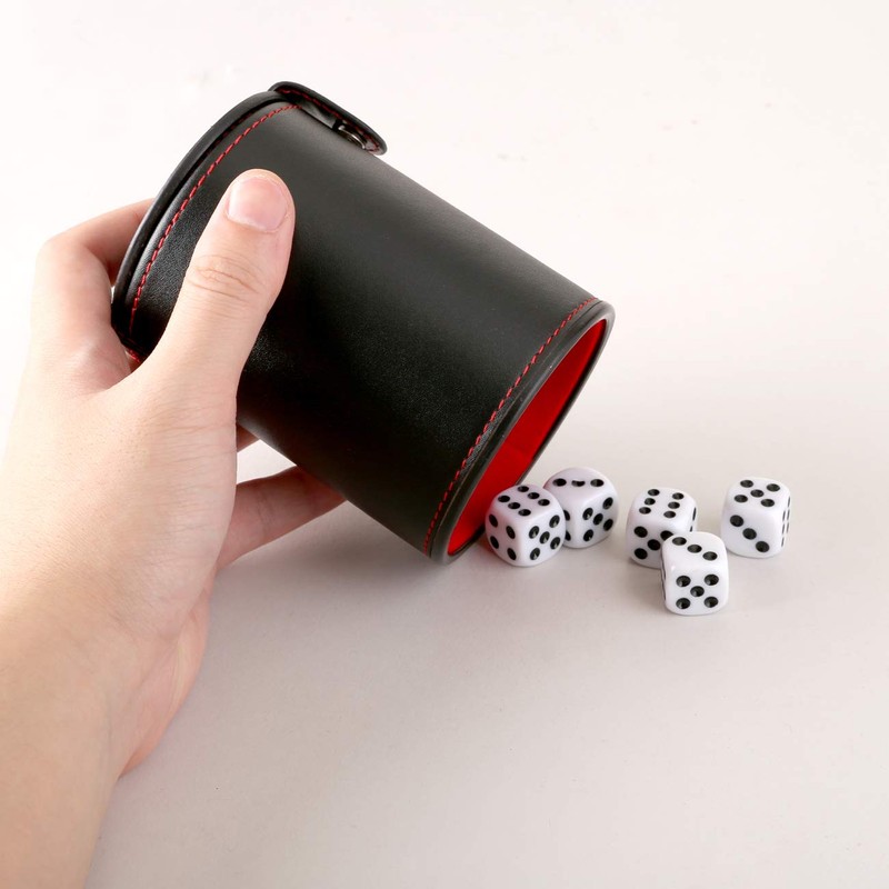 GWHOLE Dice Cups Leather Set with 10 Dice for Dice