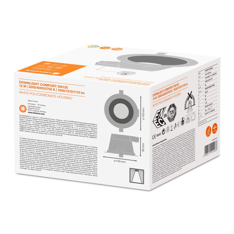 Ledvance 13W Aluminium Downlight - White