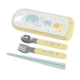 Onishi Ken Sales Children's Cutlery Yellow Body: 3.3 x 7.8 x 0.7 inches (8.4 x 19.7 x 1.8 cm), Spoon: 1.0 x 5.3 inches (2.6 x 13.7 cm), Fork: 1.0 x 5.3 inches (2.5 x 13.5 cm), Chopsticks: 6.4 inches (16.2 cm)
