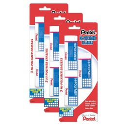 Pentel Hi-Polymer Block Eraser, Large, Pack of 9