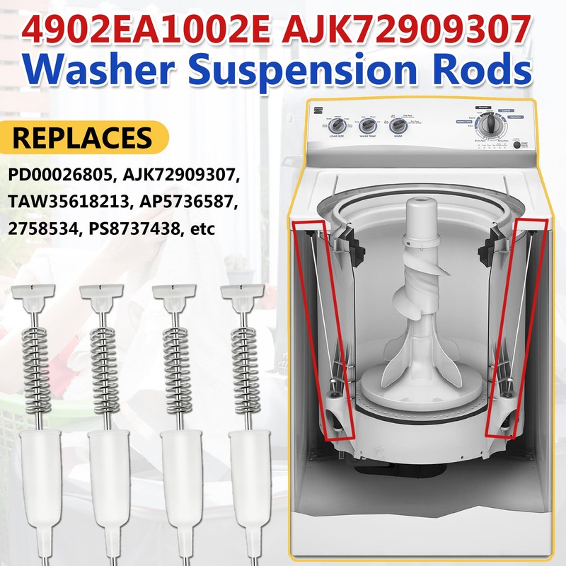 4-Pack 4902EA1002E AJK72909307 Washer Suspension Rods, 25.8 Inch Compatible with