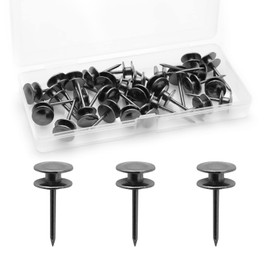 Rierdge Double-Headed Nails for Hanging Pictures, 30 Pcs Wall Hangers for Paintings, Decorative Push Pin for Drywall Cork Board Photo, Black