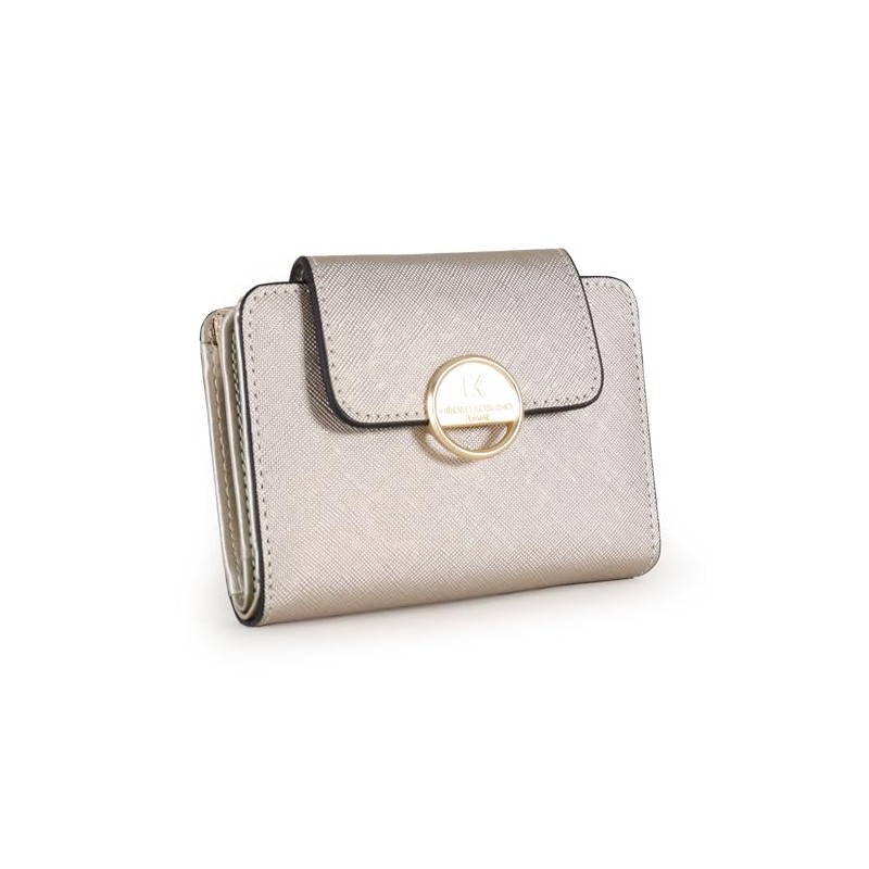 Hirokokoshino Femme Women's Bifold Wallet, Purse Brooch, Compact, Bifold, Silver,