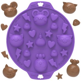 Chocolate Silicone Mold - Chefclub Kids - Kitchen Baking for Kids, Food Grade Silicone, BPA-Free, 21 Shapes - For Chocolate, Ice Cream, Jelly Fridge, Freezer, Dishwasher Safe - Baking for Kids