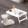 Fibogollo 2 Pack Bamboo Bed Tray Table with Folding Legs,Breakfast