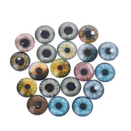 caralin 20Pcs Glass for Doll Eyes Animal Crafts Eyeballs for Dinosaur Eye Accessorie, 18, As Pic Shows