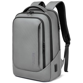 hk Laptop Backpack for Men with USB Charging Port Water-Resistant for 15.6 Inch Computer Bag Durable High-Tech Daypack Casual Backpack for Business Work College Weekender Travel- Grey