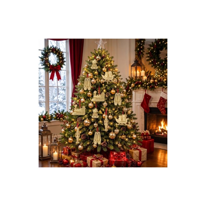 Novabright 6 adornos de Navidad dorados clásico para árbol, decoración