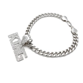 Icemond Rhinestone Studded King Pendant 18"/26" Cuban Chain Fashion Costume Jewelry Necklace for Dogs Cats in Gold or Rhodium Tone (Rhodium - 18" King)