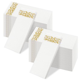 100 Linen Feel Bathroom Napkins, Soft and Absorbent Linen Disposable Hand Towels, Elegant Decorative Paper Guest Towels, Decorative Bathroom Napkins for Parties, Weddings, Dinners, 12" x 17"