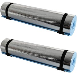 Unibos Set of 2 Heavy Duty Waterproof Roll Up Foil Camping Hiking Mountaineering Picnic Exercises Mat Eva Foam Sleeping Mattress Thermal Insulated