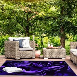 FUIENCFKE Marble Blue Ultra Violet Black Abstract Neon Purple Wave Gradient Art Rugs Soft Non-Slip Indoor Outdoor Bedroom Kids Modern Home Decor Carpet Mat Yoga Runner, Multicolor, 71x106''