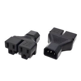 Toptekits IEC320 C14 to 2 x Nema 5-15R Power Adapter Splitter C14 to 2 x US 3pin Socket/Plug