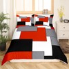 Red Grey White Black Comforter Cover Teens Geometric Square Duvet