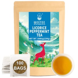 WEETEE Liquorice Mint Tea Bags, Pack of 100 Licorice Peppermint Tea Bags, 100% Natural and Pure from Peppermint and Licorice Root, Naturally Caffeine-Free, Sweet and Refreshing