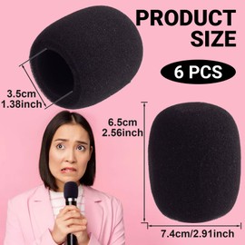 VARMDUKKE 6pcs Foam Microphone Covers, Thickened Handheld Microphone Windscreens, Elastic Replacement Foam Mic Cover Cap Protector for Stage, Performance - Black