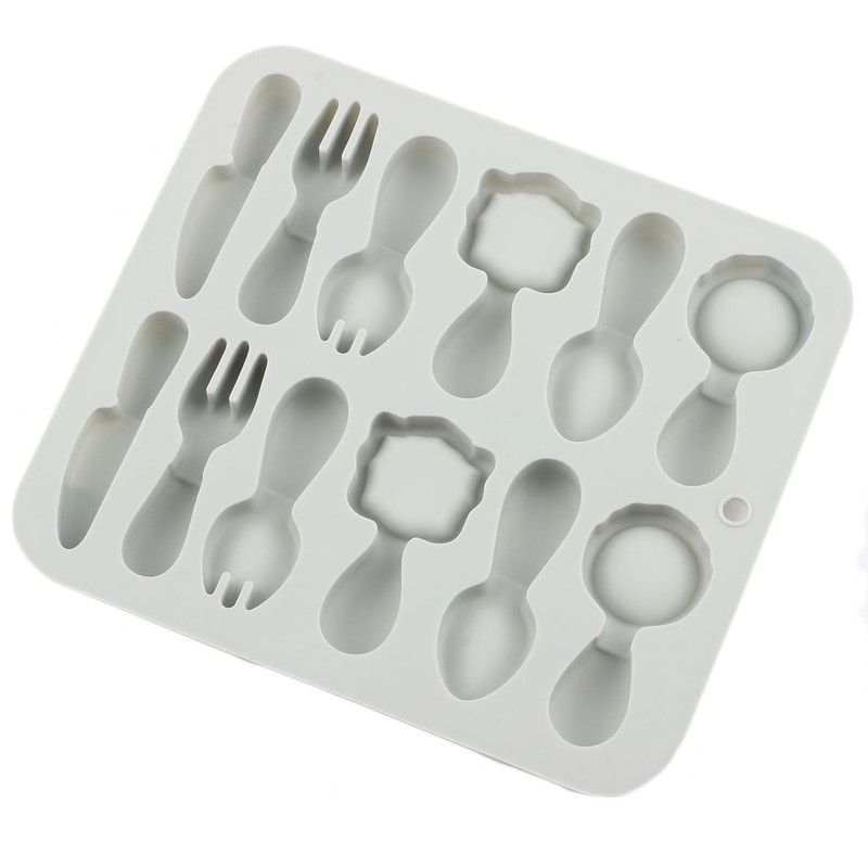 AIBOYA 12 Cavity Spoon Knife Fork Silicone Candy Molds
