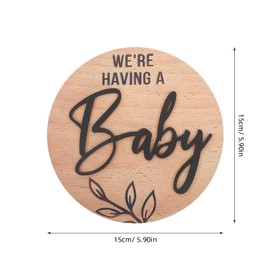 Abaodam Wooden Baby Announcement Sign Were Having a Baby Round Birth Announcement Plaque Newborn Welcome Sign for Photo Props New Mom Baby Shower