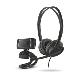 Trust Doba 2-in-1 Home Office Set, USB Headset with Microphone, HD Webcam 720p, Wired Headphones with In-line Volume Control, Web Camera with Photo Button for PC, Computer, Mac, Skype, Teams, Zoom