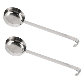 iplusmile Pizza Ladle Flat Bottom Soup Spoon 2 Pack Stainless Steel Ladle for Pizza Sauce and Ketchup