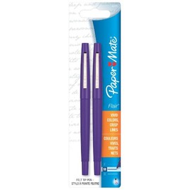 Paper Mate Flair Medium Tip Felt Porous Pens, 2 Purple Pens (61771PP)