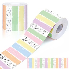Zonon Classroom Bulletin Board Border 65 Feet Polk Dot Stripes Straight Rolled Trim Classroom Borders for Bulletin Board Decorations School Home(Pastel)