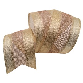 Morex Ribbon 7724.60/20-430 Dimensions Wired Ribbon Dimensions Ribbon, Blush/Gold,Blush,2-1/2" x 20 yd