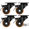 Heavy Duty Casters with Brake 2400 Lbs, Anti-Corrosion,PU Swivel Plate