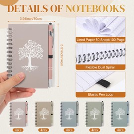 Trandraft 20 Pack Pocket Small Notebooks with Pen Tree of Life Writing Journal A6 Lined Hardcover Journals Notebook Bulk for Travel, Business, Work, Office, School Note Taking Diary (Macaron Color)