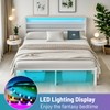 CLIBFENG Queen Bed Frame with Headboard,Heavy Duty Steel Slats Support-LED