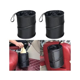TSUGAMI Car Trash Can, 2PCS Collapsible Leakproof Pop-Up Garbage Bin, Waterproof Portable Automotive Wastebasket Hanging Travel Storage Bag Accessories, Universal for Truck, SUV, RV