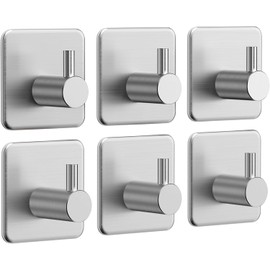 6 PCS Ganchos de Baño en Acero Inoxidable 304, Ganchos para Pared de Acero inoxidable, Ganchos Adhesivos para Organización, Accesorios para Cocina, Ba