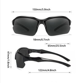 GWAWG Sunglasses Men,Polarized Sports Sun Glasses,Polarized Cycling Glasses,Cycling Fishing Running Golf TAC Glasses,Safety Goggles UV400 Protection Sports Sunglasses for Men Women Youth (Black)