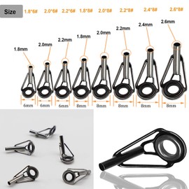 Bajiuxhfei Pack of 32 Tip Ring Rod Ring, Fishing Rod Repair Tip Ring, 8 Sizes, Fishing Rod Repair Accessories, Fishing Rod Guide, Fishing Rod Tip Repair, Applicable for All Waters