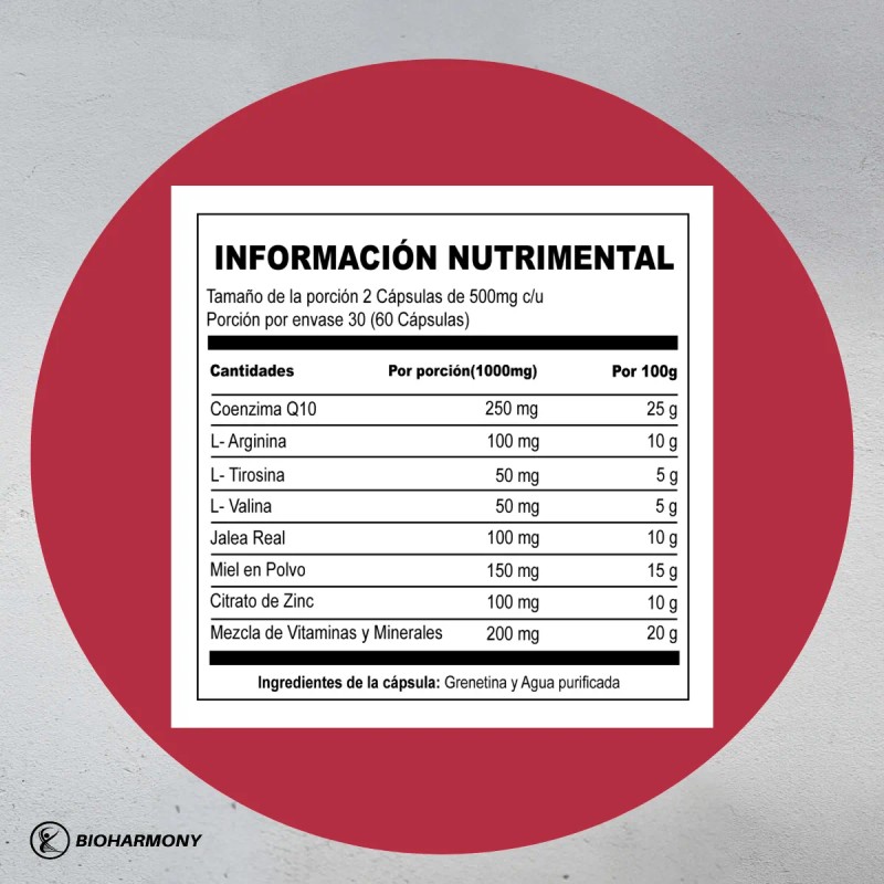 Coenzima Q10 Complex -aminos, Vitaminas, Minerales- 60 Caps Sin Sabor