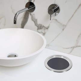 SOLUSTRE Trash Can Decorative Cover Countertop Waste Chute with Lid Cover Kitchen Tabletop Grommets Counter Built-in Waste Chute Desktop Stainless Steel Garbage Can Washer