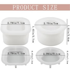 2 moldes de silicona para tarros de velas, moldes de silicona para hormigón con tapas, moldes de fundición de resina epoxi para bricolaje, contenedor de almacenamiento de baratijas, contenedor de