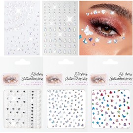 HASTHIP® Pegatinas de Gemas Faciales Adhesivas para Niñas y Mujeres, Joyas de Maquillaje para Ojos y Cara, Decoraciones para Festivales, Fiestas y Carnaval, Accesorios Creativos Autoadhesivos