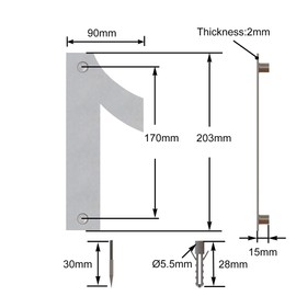Large Brushed Modern House Number -8 Inch 203mm Height, Made of Solid 304 Stainless Steel, Floating Appearance and Easy to Install (Number 1 One)