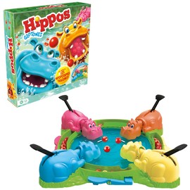 Hasbro Hippos Glotones Juego para niños y niñas Preescolar, con Lanzamiento instantáneo de canicas, Fácil y Rápido de Instalar, de 2 a 4 Jugadores, +3 años