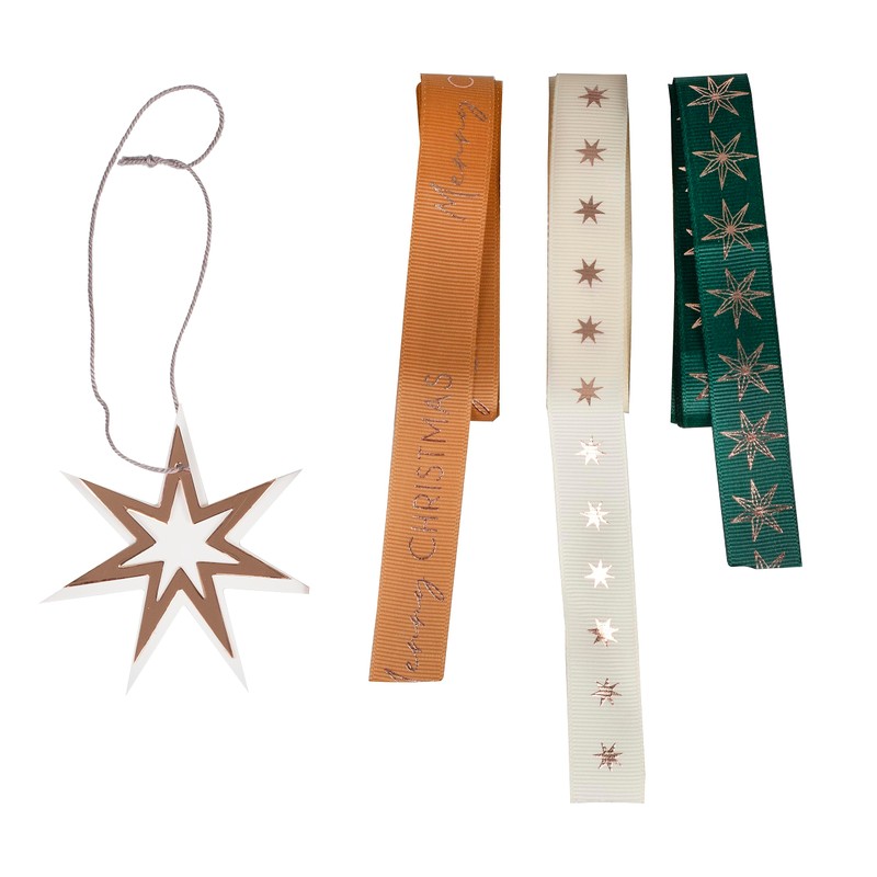 Ginger Ray Gold Star Ribbon and Gift Tags Christmas Wrapping