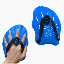 1 Pair Swimming Hand Paddles for Training, Adjustable Swim Paddles with Straps for Upper Body Resistance, Water Gloves, Unisex Swim Paddles for Hands, Ideal for Swimming Practice (Blue, Large)