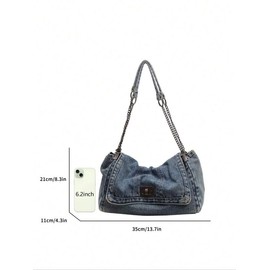 Mother's Day Gift, Fashion Denim Chain Purse Bag, 2025 Casual Versatile Crossbody Bag for Women, Trendy All-match Commuter Purse:_Blue_one-size