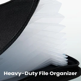 Sooez Heavy Duty Accordion File Organizer with Hidden Handle, Portable 12 Pockets Expanding File Folders, Cloth Monthly Bills Receipt Organizer for Letter/A4, School Classroom Home & Office Supplies