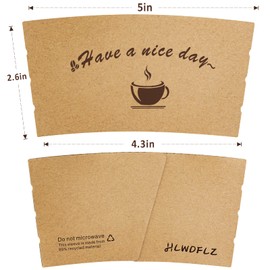 HLWDFLZ Kraft Paper Coffee Cup Sleeves 50 packs - Coffee Sleeves, Disposable Corrugated Cup Sleeves Holder for Protective Hot and Cold Insulation, Fits 10, 12, 16, 20 oz Paper Cups (Cup Not Included)